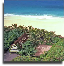 Aerial photo of the house and private court